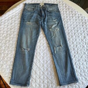 Current/Elliot 'The Boyfriend" Peaceful Blue Destructed Jeans Size 25
